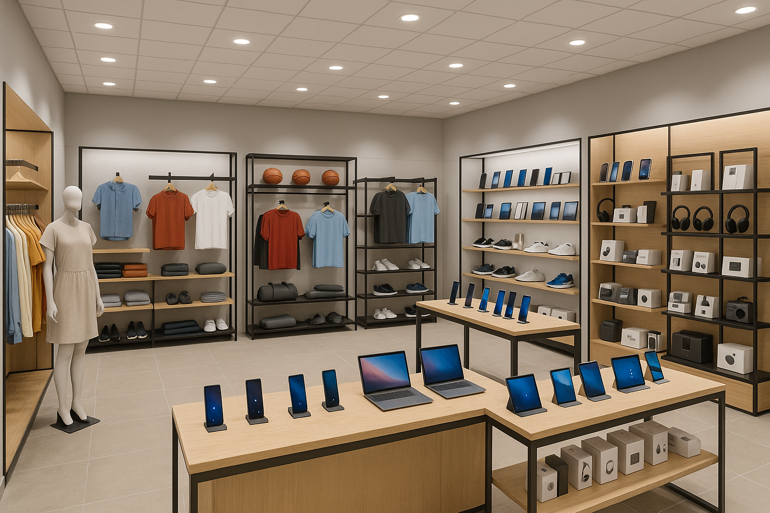 Clothing sports and electronic store